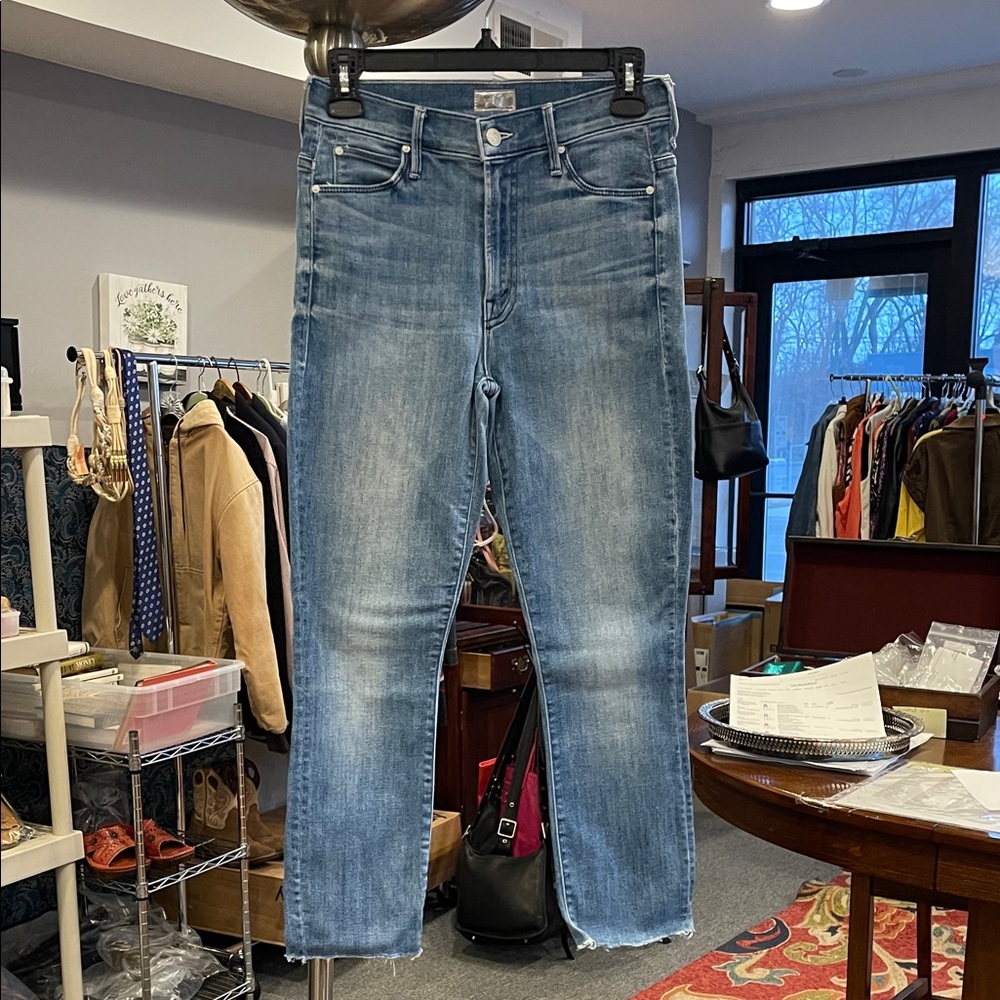 MOTHER The Stunner Zip Ankle Step Fray Jeans Good Vibes Wash Size 25 Normcore